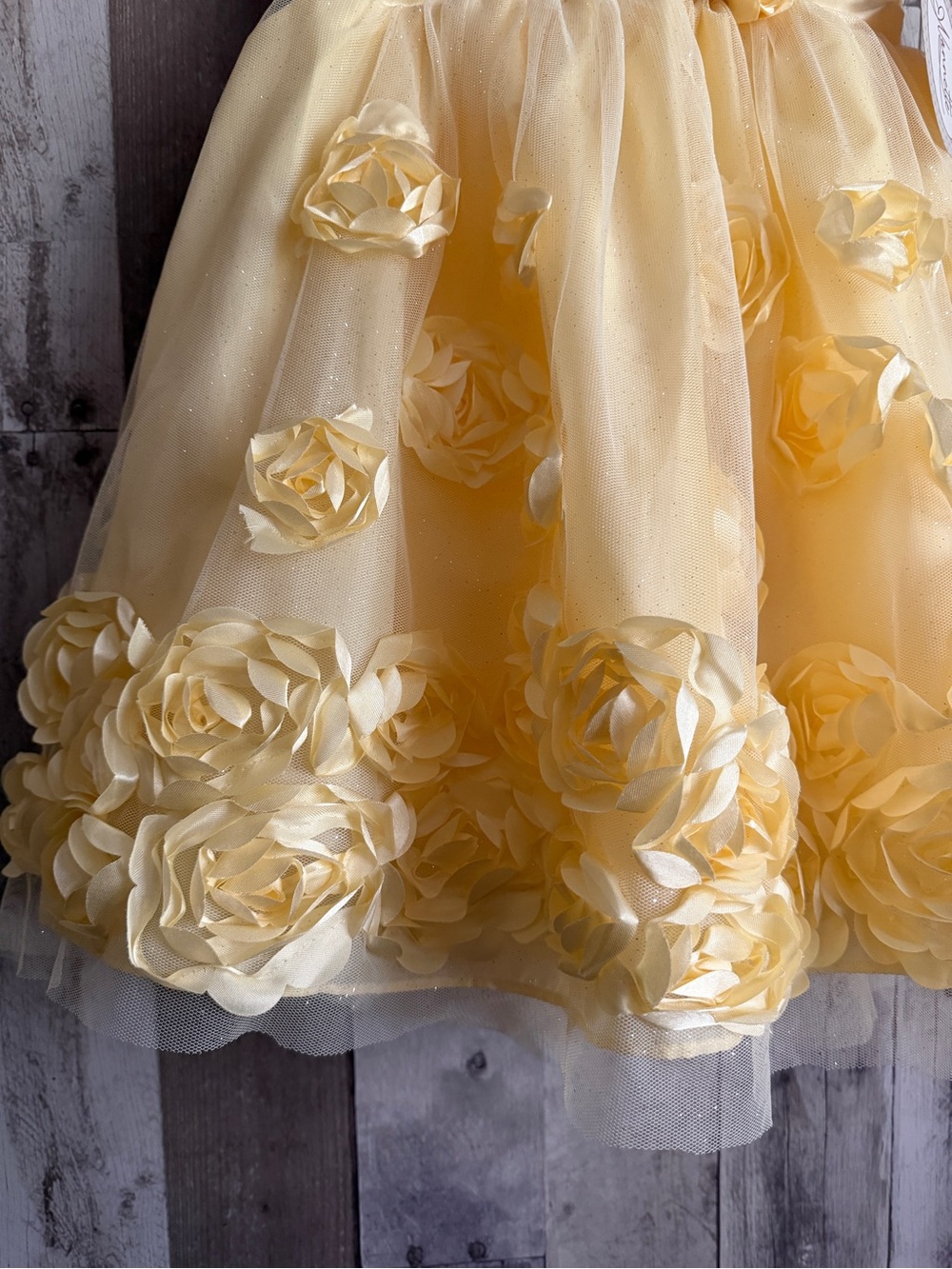 Yellow Floral Tulle Girls' Dress - Picture 11 of 16